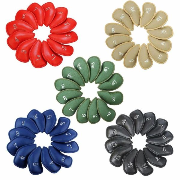 Golf |   12Pcs Golf Club Head Protector PU Golf Club Head Protective Covers Golf Supplies