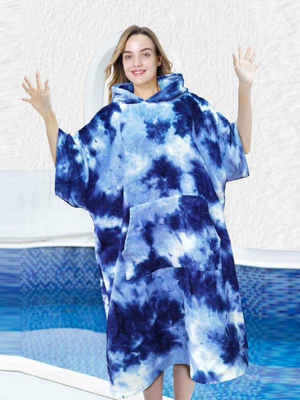 Pool & Accessories |   Beach Poncho Multifunctional Bath Swim Towel Microfiber Fabric Quick Dry Tie-Dry