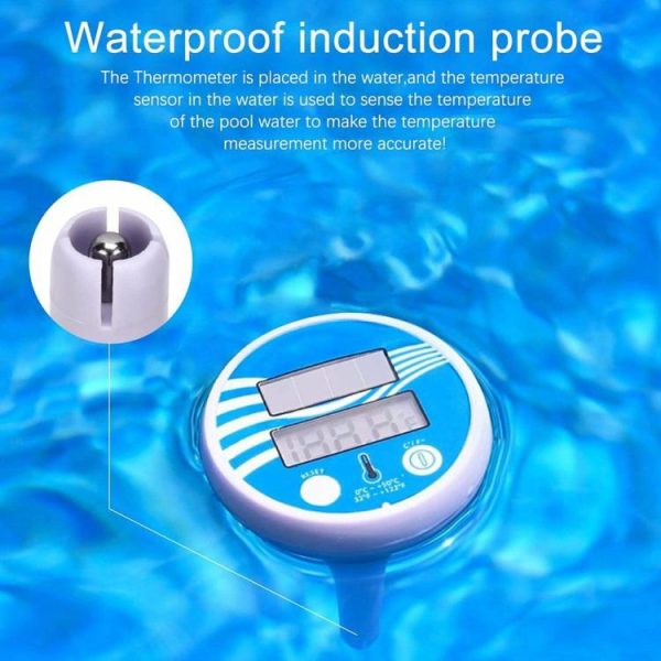 Pool & Accessories |   Floating Digital Pool Thermometer Solar Powered Outdoor Spa Thermometer