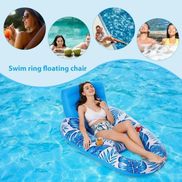 Pool & Accessories |   Inflatable Pool Floating Chair Seat Adults Water Sports Swim Ring Recliners