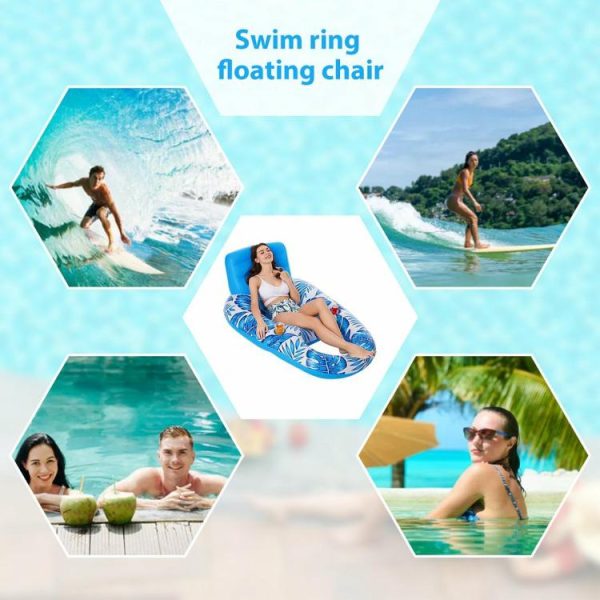 Pool & Accessories |   Inflatable Pool Floating Chair Seat Adults Water Sports Swim Ring Recliners