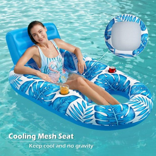 Pool & Accessories |   Inflatable Pool Floating Chair Seat Adults Water Sports Swim Ring Recliners