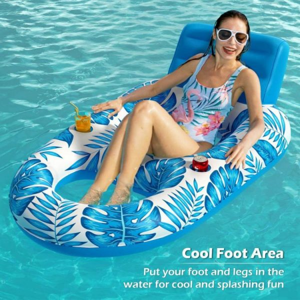 Pool & Accessories |   Inflatable Pool Floating Chair Seat Adults Water Sports Swim Ring Recliners