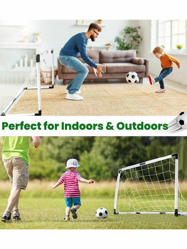 Soccer |   Foldable Football Goal Post with Pump & Ball Mini Football Goal for Kid Children