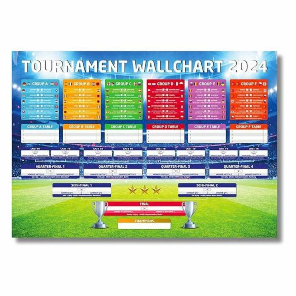 Soccer |   Football Wallchart 2024 UK Time Football Match Tracker for Pub Garage Decoration