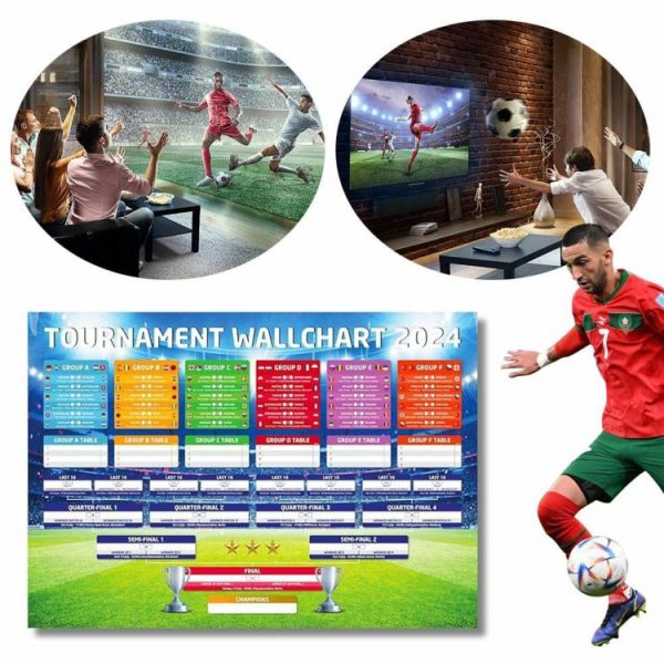 Soccer |   Football Wallchart 2024 UK Time Football Match Tracker for Pub Garage Decoration