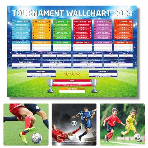 Soccer |   Football Wallchart 2024 UK Time Football Match Tracker for Pub Garage Decoration