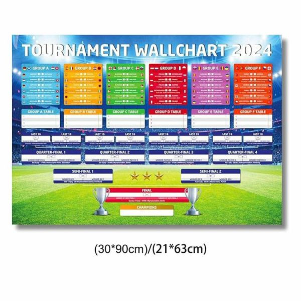 Soccer |   Football Wallchart 2024 UK Time Football Match Tracker for Pub Garage Decoration