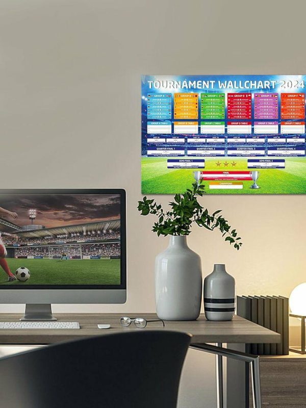 Soccer |   Football Wallchart 2024 UK Time Football Match Tracker for Pub Garage Decoration