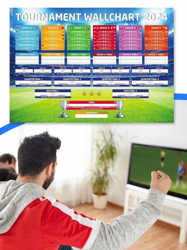 Soccer |   Football Wallchart 2024 UK Time Football Match Tracker for Pub Garage Decoration