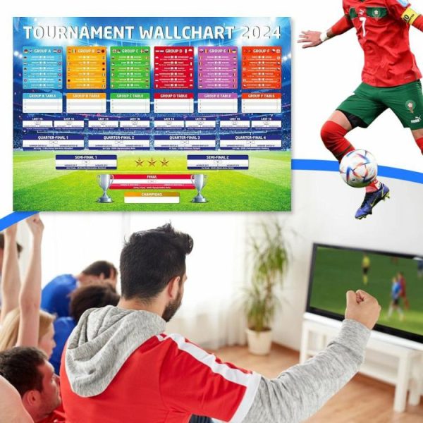 Soccer |   Football Wallchart 2024 UK Time Football Match Tracker for Pub Garage Decoration