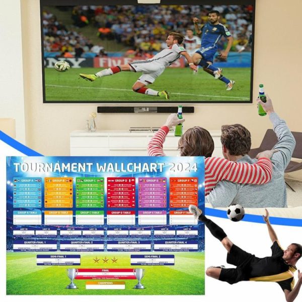 Soccer |   Football Wallchart 2024 UK Time Football Match Tracker for Pub Garage Decoration