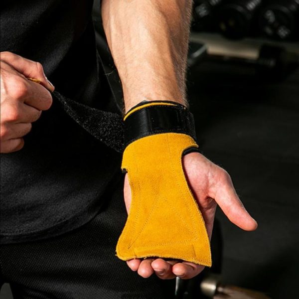 Sports Safety |   1 Pair Cowhide Weight Lifting Gloves Training Fitness Gym Hand Grips