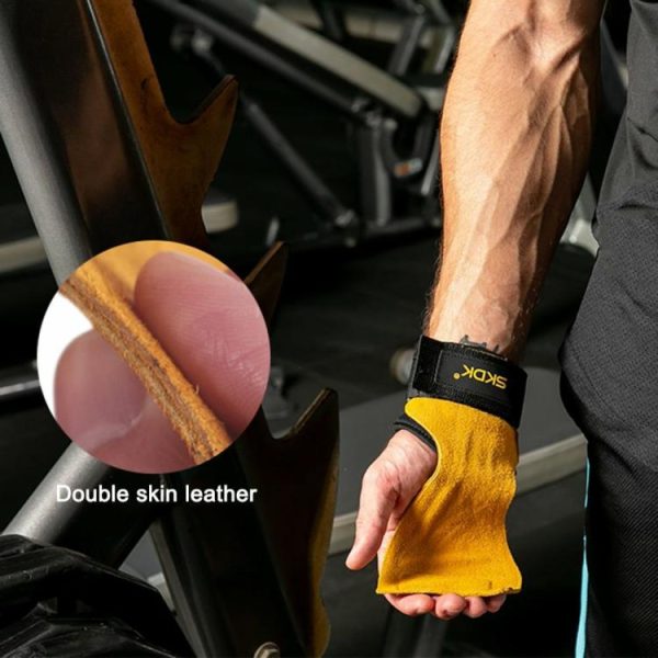 Sports Safety |   1 Pair Cowhide Weight Lifting Gloves Training Fitness Gym Hand Grips