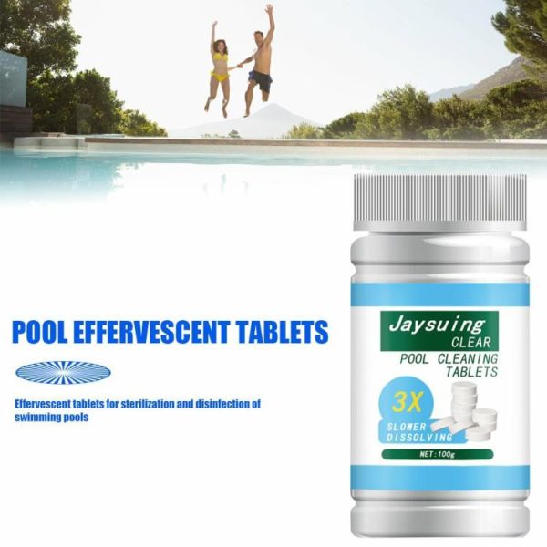 Swimming |   100pcs Swimming Pool Cleaning Effervescent Chlorine Tablet Foaming Cleaners