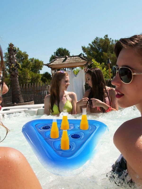 Water fun |   Floating Inflatable Triangle Drinks Cup Holder Swimming Pool Table Bar Tray