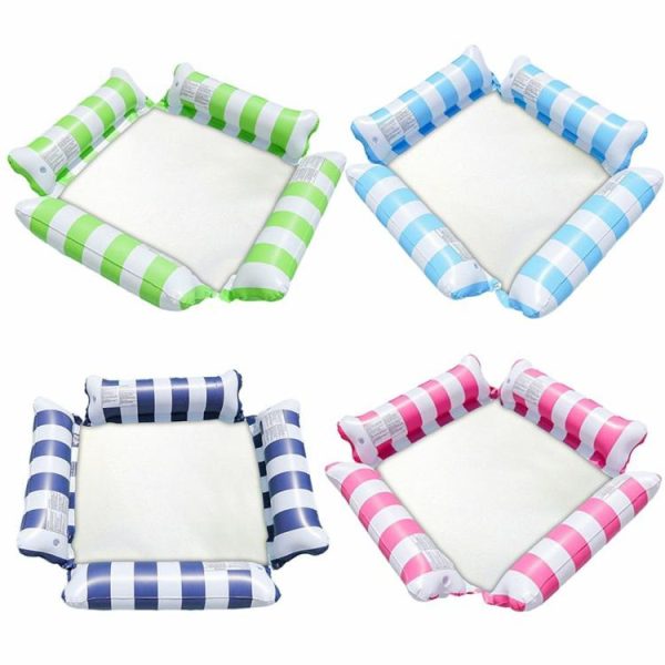 Water fun |   PVC Water Hammock Leak Proof Stripe Inflat Air Mattress for Summer Pool Supplies