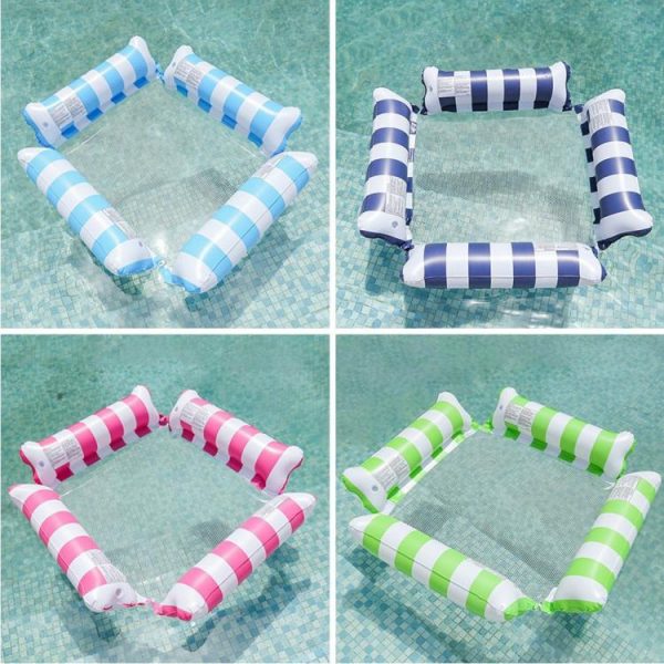 Water fun |   PVC Water Hammock Leak Proof Stripe Inflat Air Mattress for Summer Pool Supplies