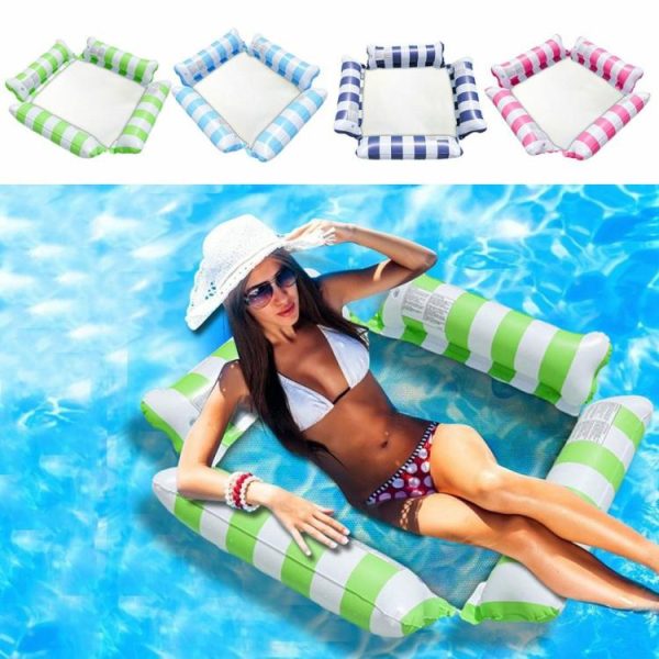 Water fun |   PVC Water Hammock Leak Proof Stripe Inflat Air Mattress for Summer Pool Supplies