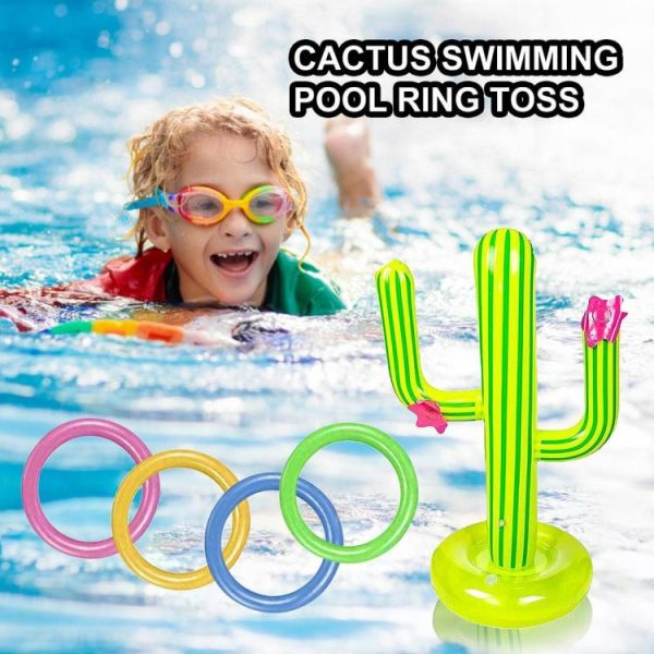 Water fun |   Water Game Inflatable Cactus Ring Toss Game Set Pool Beach Lawn Party Toy