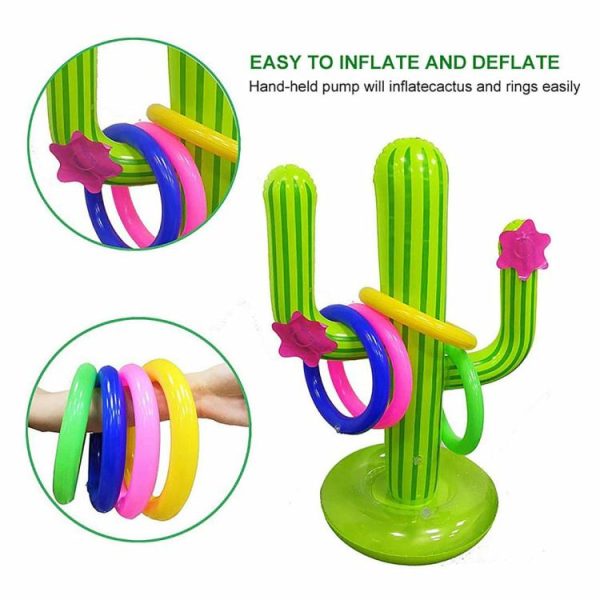 Water fun |   Water Game Inflatable Cactus Ring Toss Game Set Pool Beach Lawn Party Toy