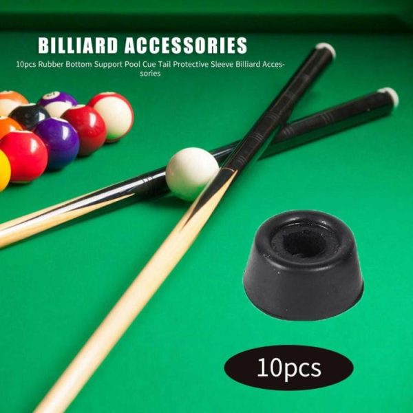 Snooker & Billiard |   10pcs Pool Cue Tail Protective Sleeve Billiard Rubber Bottom Support Pad