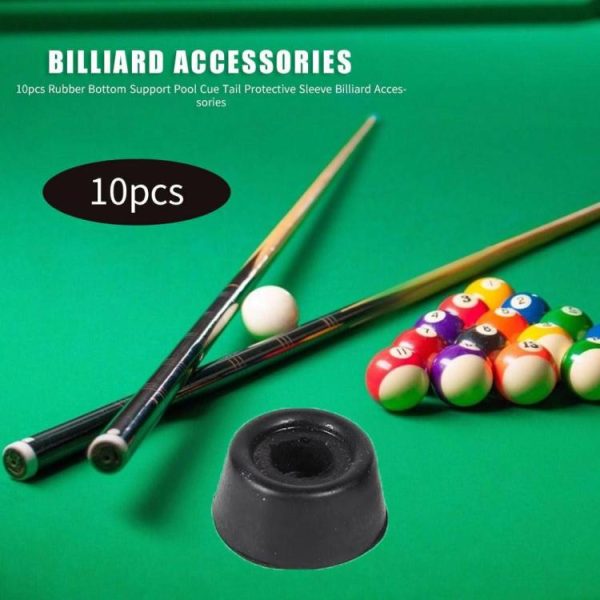 Snooker & Billiard |   10pcs Pool Cue Tail Protective Sleeve Billiard Rubber Bottom Support Pad