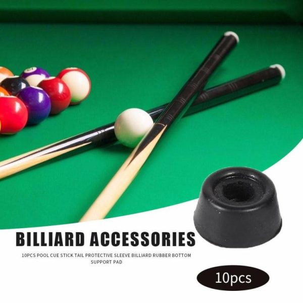 Snooker & Billiard |   10pcs Pool Cue Tail Protective Sleeve Billiard Rubber Bottom Support Pad