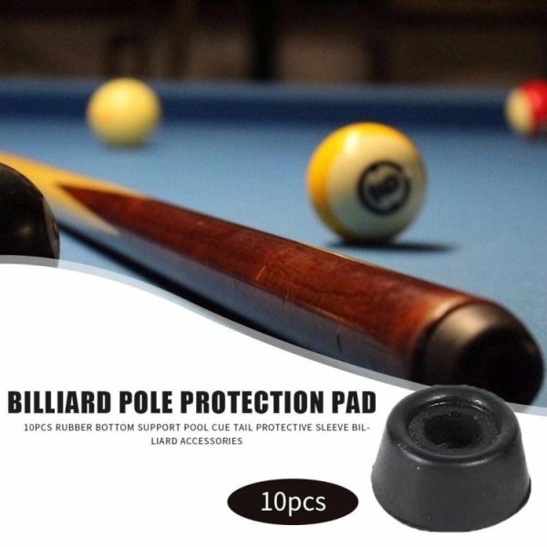 Snooker & Billiard |   10pcs Pool Cue Tail Protective Sleeve Billiard Rubber Bottom Support Pad