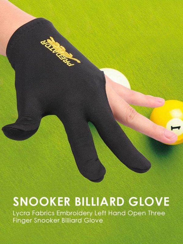 Snooker & Billiard |   Lycra Fabrics Embroidery Left Hand Open Three Finger Snooker Billiard Glove