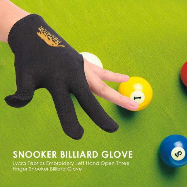 Snooker & Billiard |   Lycra Fabrics Embroidery Left Hand Open Three Finger Snooker Billiard Glove